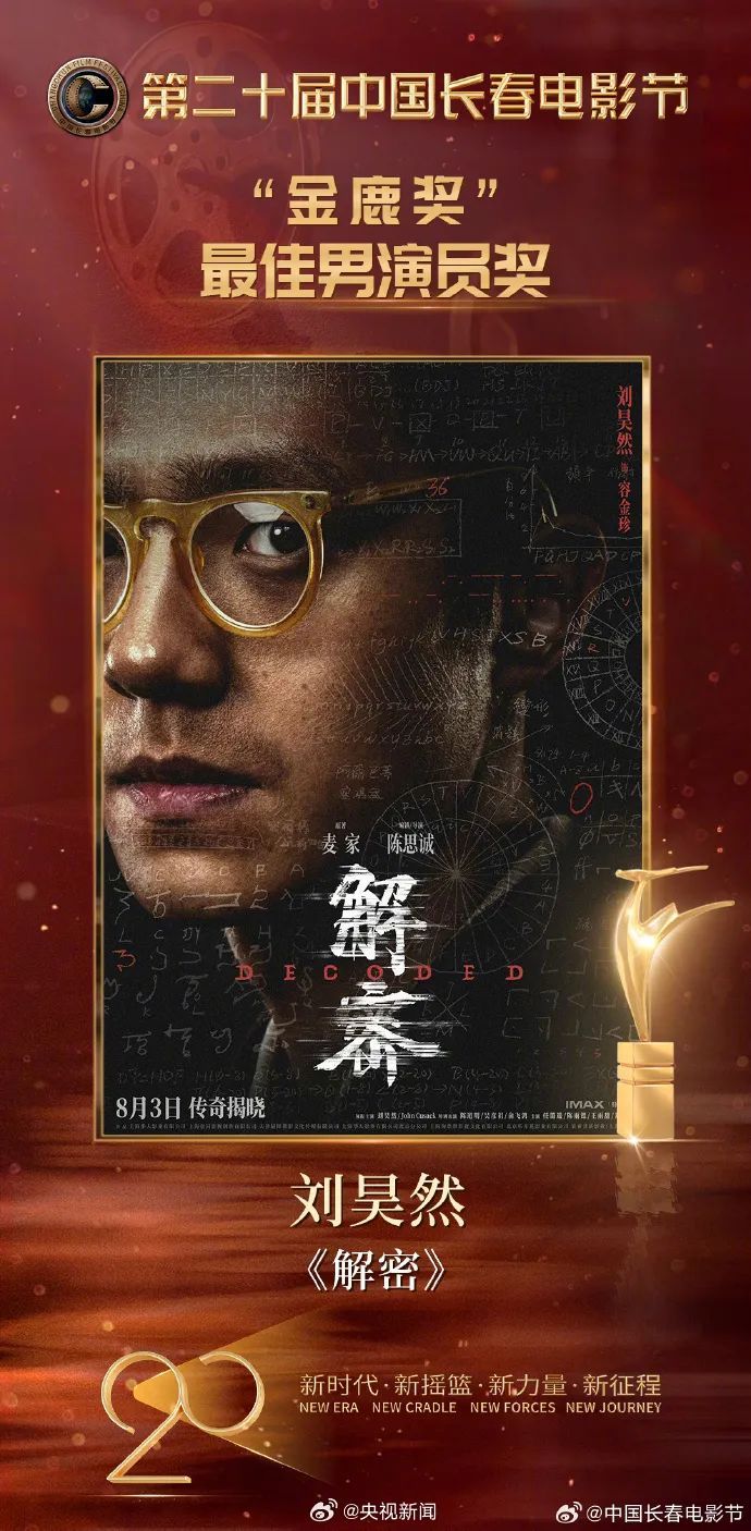 刘昊然凭借这部电影获金鹿奖影帝