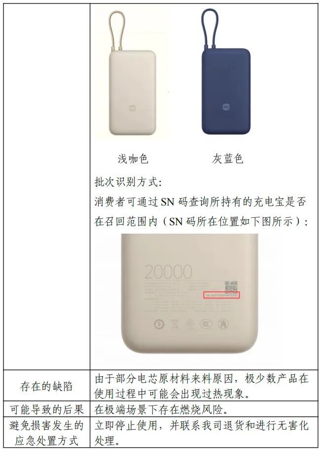小米召回部分MI牌充电宝