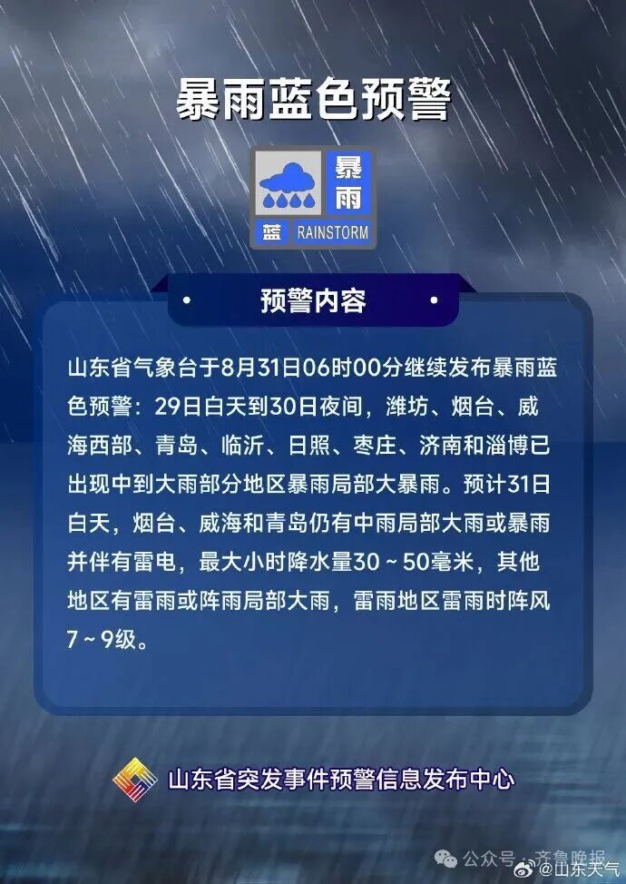 山东多地局部大雨，潍坊雨情及预报→