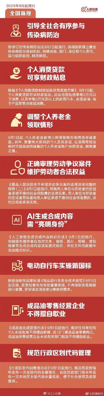 9月，一批全国及地方新规将要施行