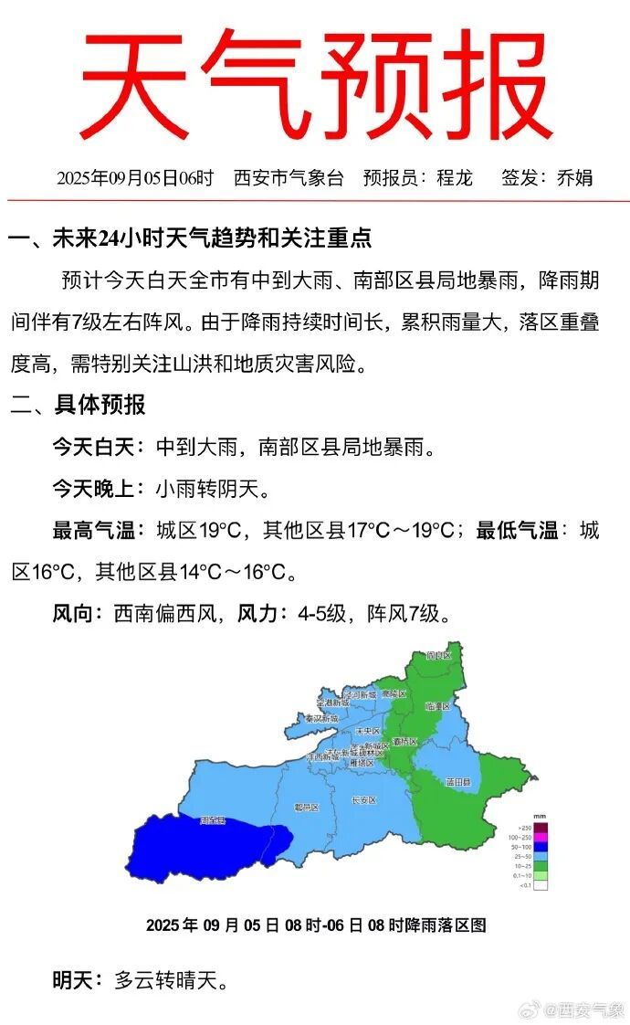 将有4个暴雨日！暴雨大风预警，陕西发布重要天气报告