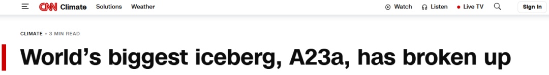 世界最大冰山解体！