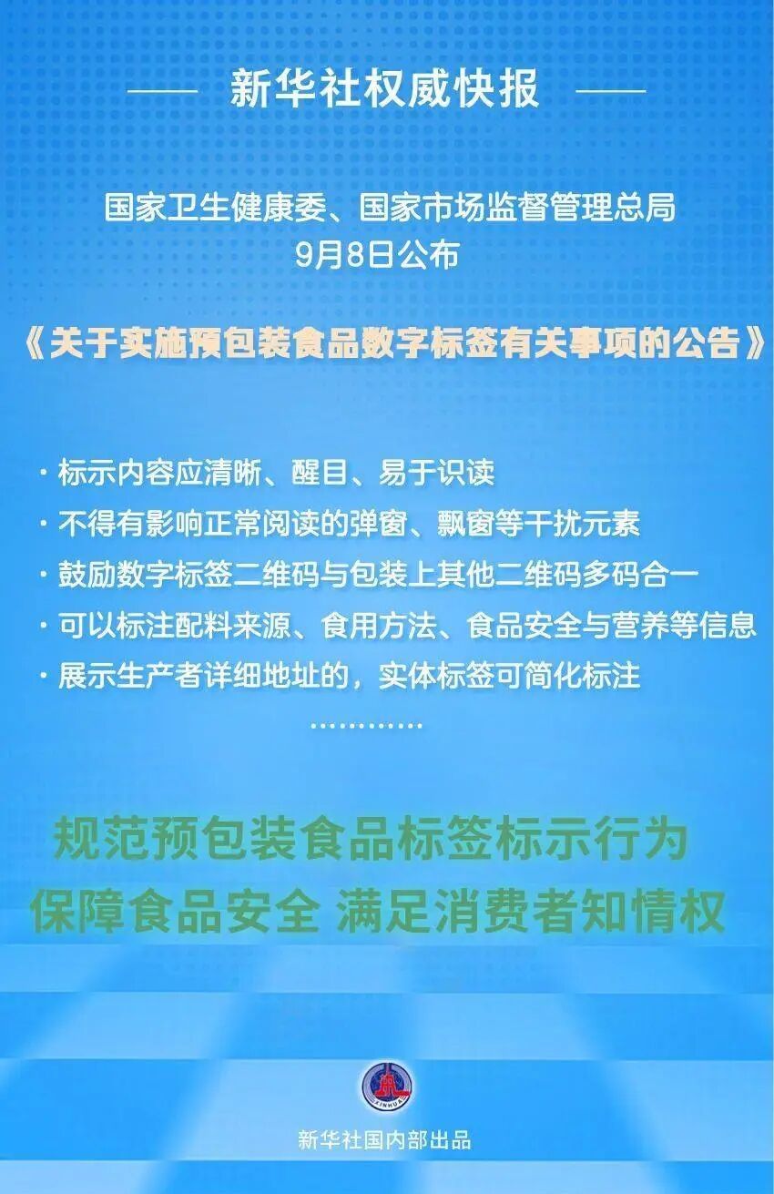 食品信息应一目了然！预包装食品数字标签实施公告发布