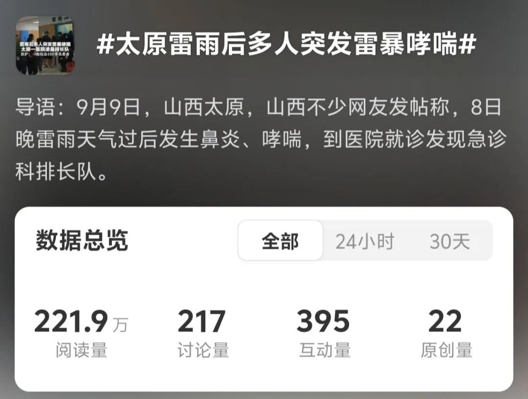 多地雷暴后哮喘患者激增！“雷暴哮喘”是什么？