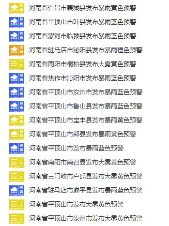 60个！河南预警信号汇总，三地发布暴雨红色预警