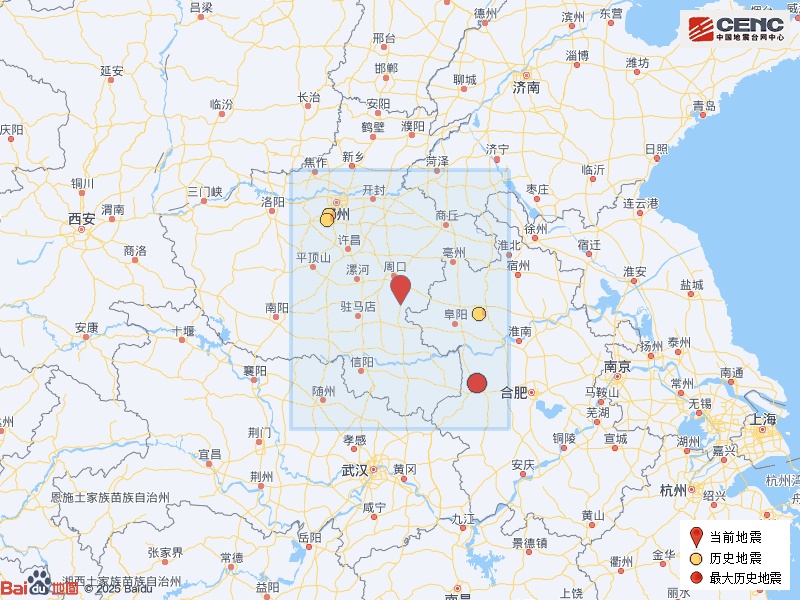 河南周口市项城市发生2.9级地震