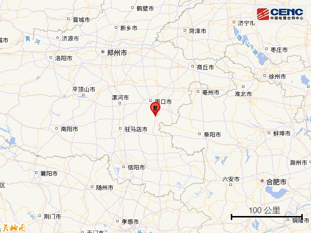 河南周口市项城市发生2.9级地震