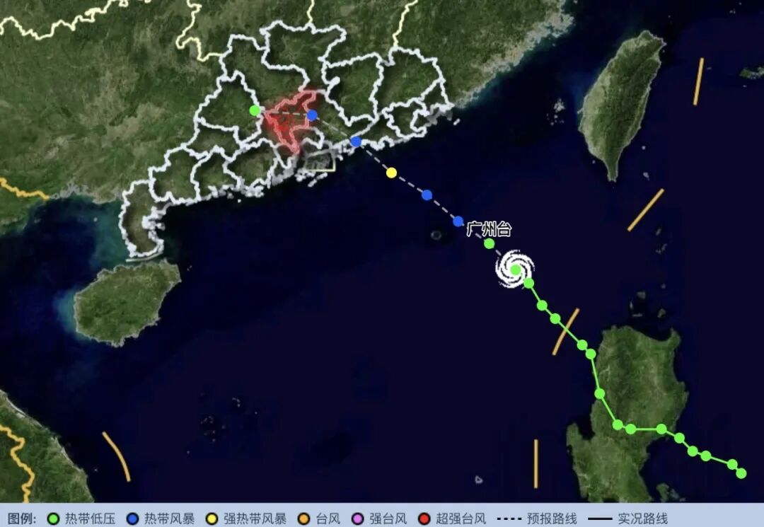 广州多区发布台风预警信号，预计19日至21日将有明显风雨过程