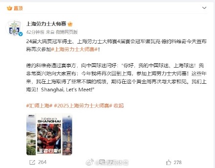 德约科维奇确认参加上海大师赛