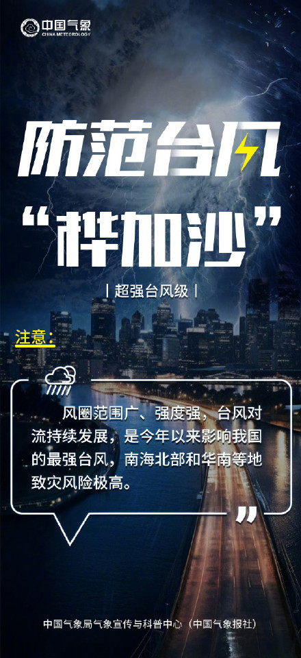 超强台风“桦加沙”即将登陆 江淮等地有较强降水
