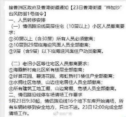 珠海多地通知沿海高层居民撤离