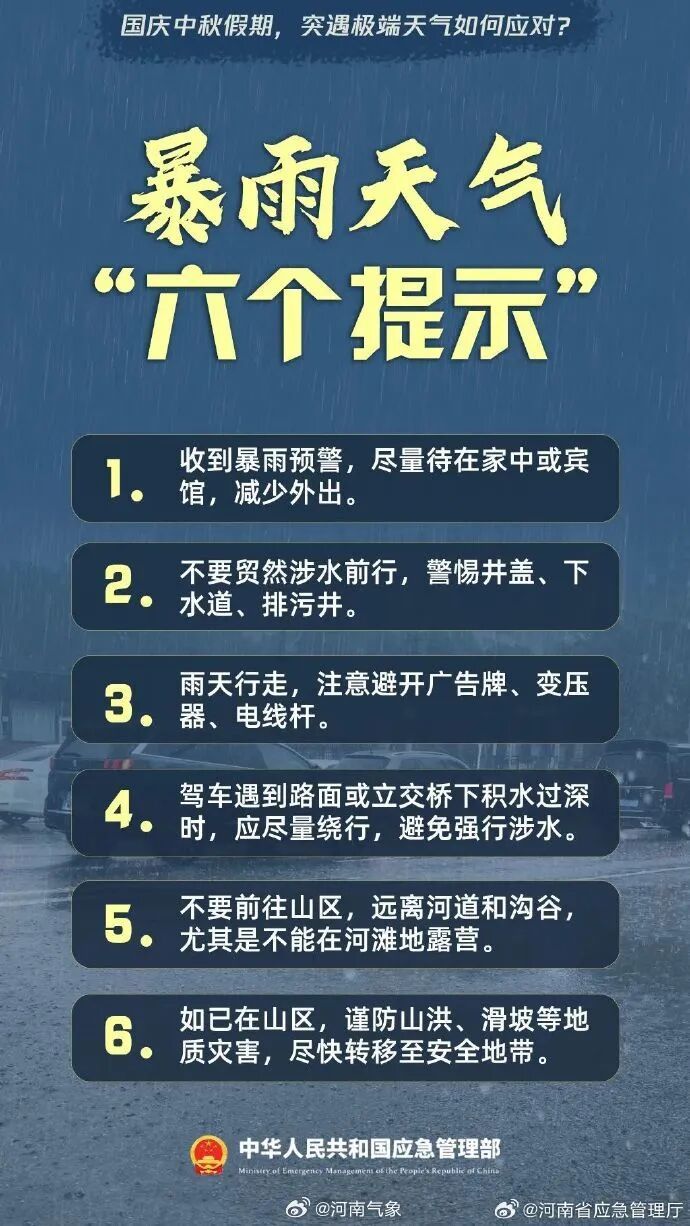 河南今夜雨水上线！阵风7级、局部大暴雨，明天为强降雨主要集中时段，出行注意