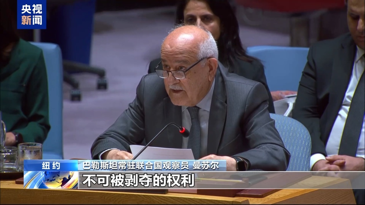 巴勒斯坦常驻联合国观察员曼苏尔表示,巴勒斯坦人民需要的不是暴力与