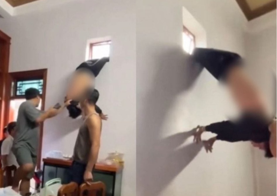 越南小偷行窃时卡窗户被居民围捕，崩溃嚎叫求送警局