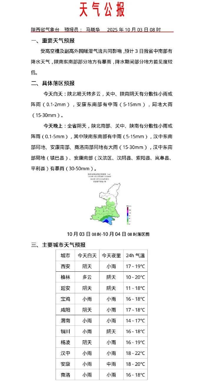 大雨、暴雨要来！陕西继续发布暴雨黄色预警！西安降雨时间→