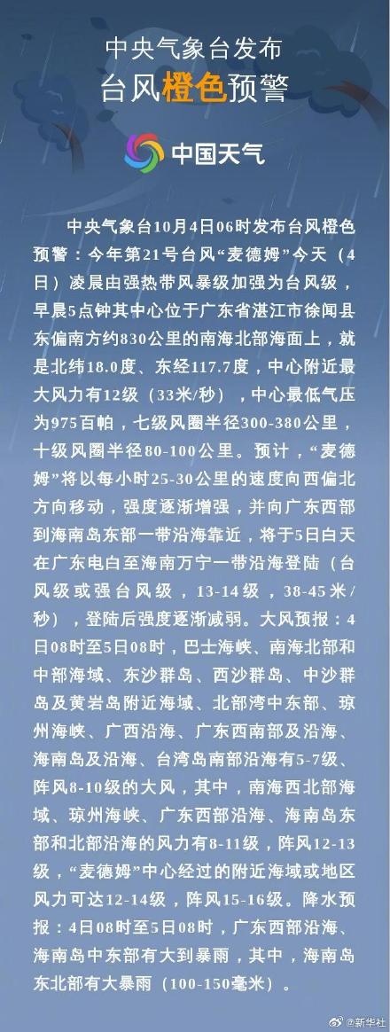 “麦德姆”已进入台风24小时警戒线