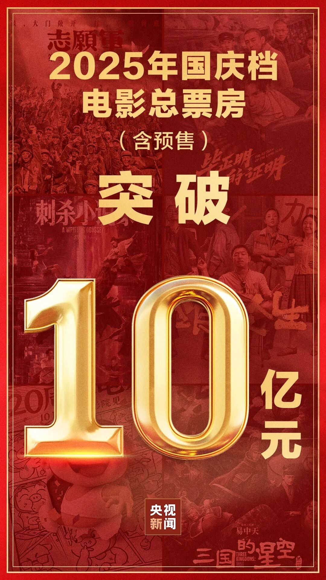 2025年国庆档电影总票房（含预售）突破10亿元！