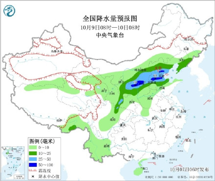 西北地区东部华北等地有降雨过程  “麦德姆”残余环流影响黔桂滇