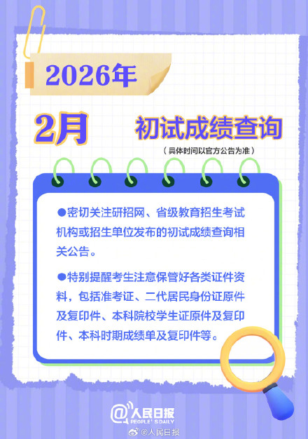 祝你考研成功！2026考研月历请查收