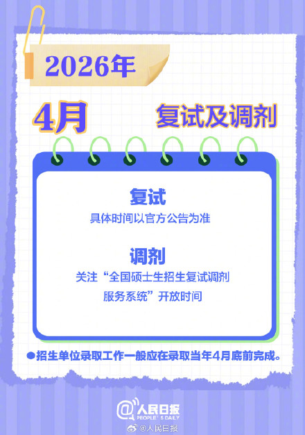 祝你考研成功！2026考研月历请查收