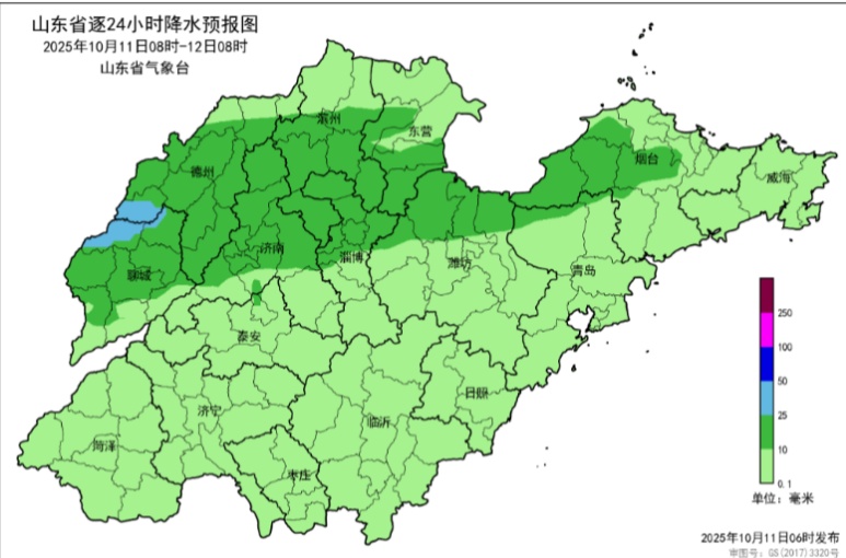11-13日山东阴雨天气持续，局部大雨