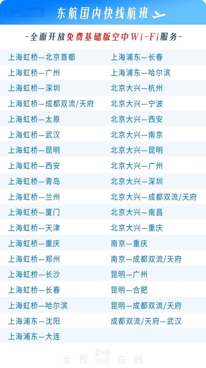 今起,这些国内航班Wi-Fi免费! 今起,这些国内航班Wi-Fi免费!