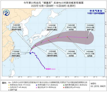 台风“娜基莉”转向北偏东