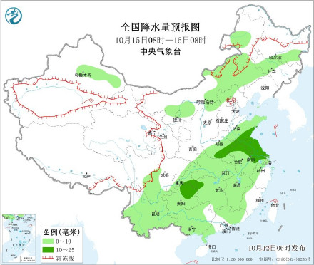 四川盆地北部至华北南部多雨 江南大部华南北部仍有高温