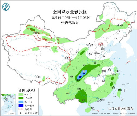 四川盆地北部至华北南部多雨 江南大部华南北部仍有高温