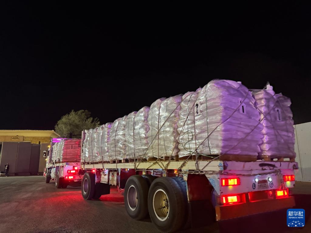 援助物资经拉法口岸进入加沙