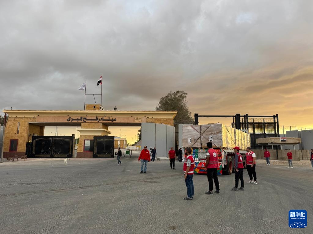 援助物资经拉法口岸进入加沙