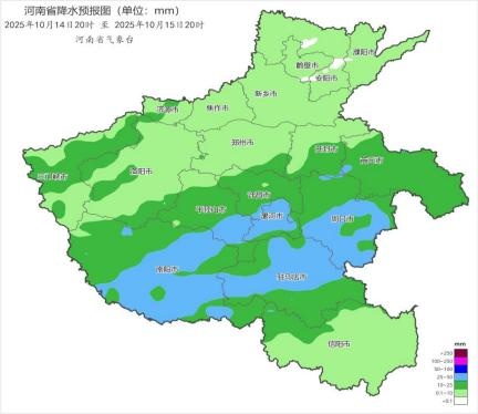 河南明天多地有雨，局部中到大雨，本周还有2次降水，阴雨或持续到10月下旬