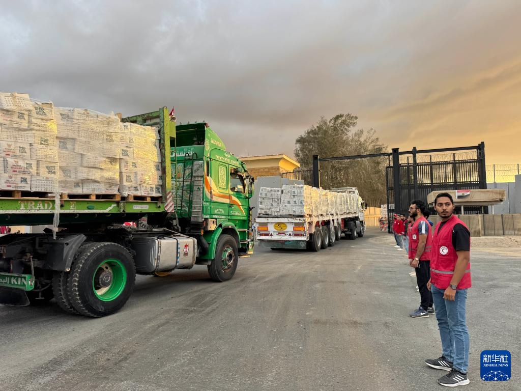 援助物资经拉法口岸进入加沙