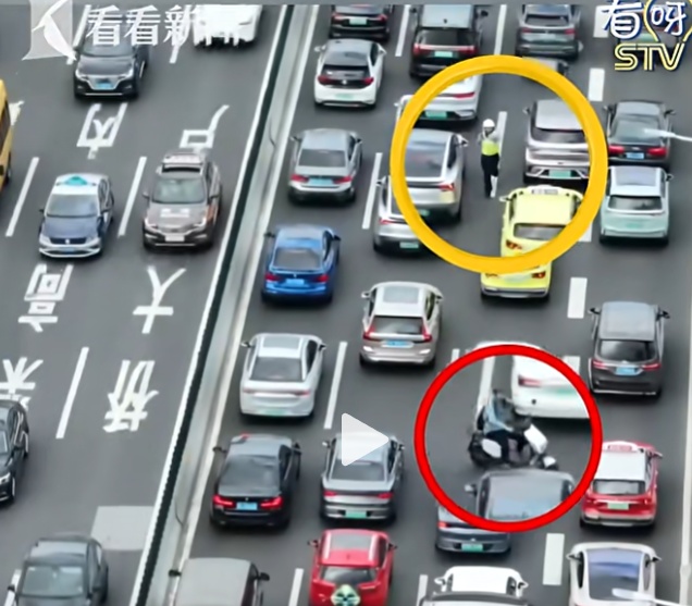 上海高架惊现"小电驴"！被发现后，驾驶员竟弃车逃跑...