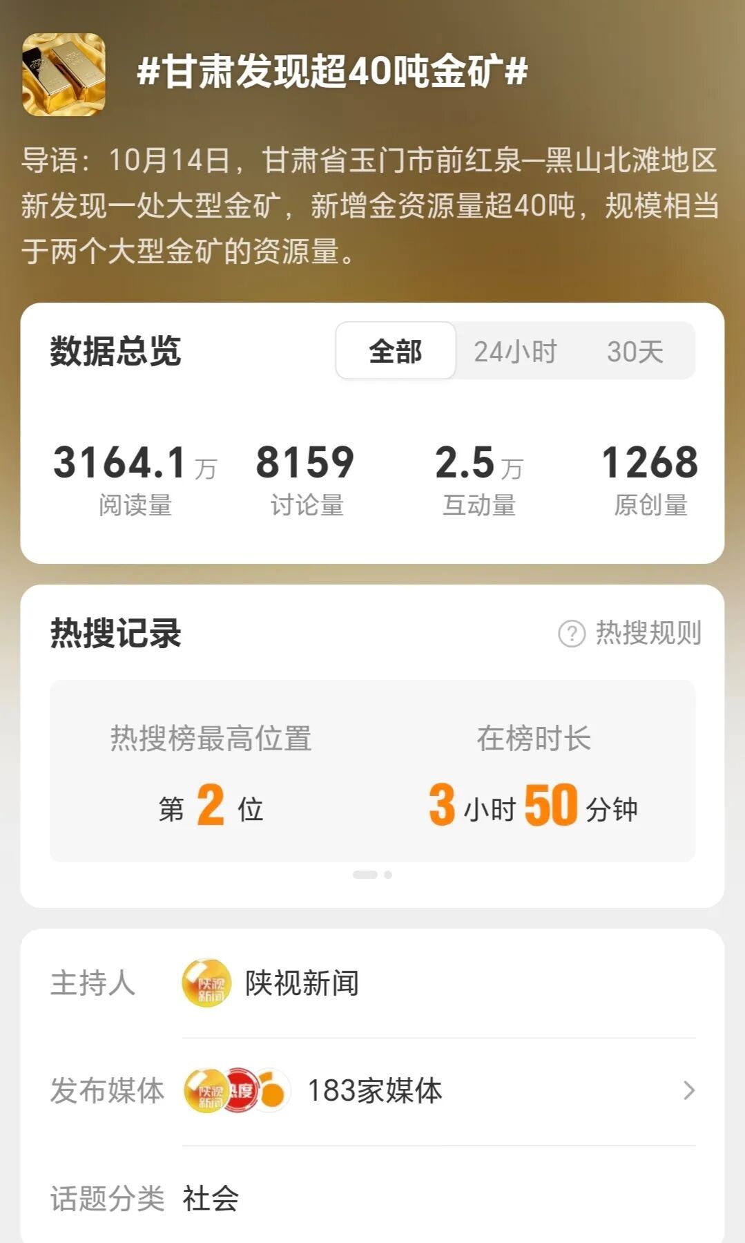 金金金金金！我国发现超40吨大型金矿！