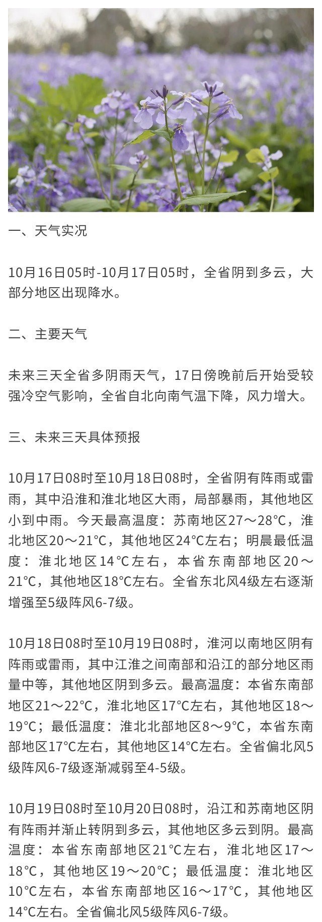 冷空气来了！未来三天江苏将迎降雨+降温+大风天气