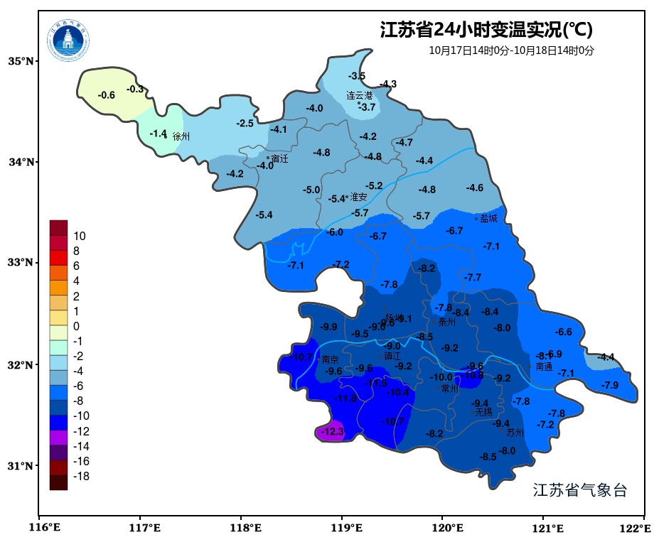 江苏气象：受较强冷空气影响，大风+降温模式继续！