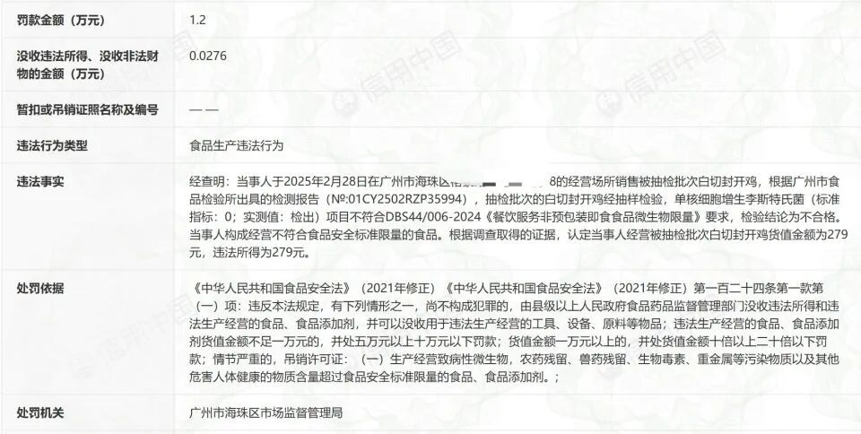 广州一餐厅白切鸡检出李斯特氏菌