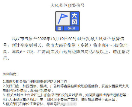 仅10℃，8级大风！武汉气象预警来了