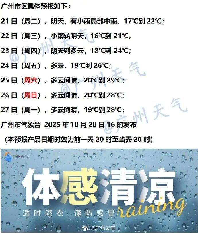 “秋日体验卡”派送中！北风+雨水，广东大部气温继续下降3～5℃