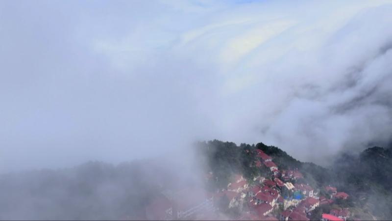 受降温影响 江西庐山现瀑布云震撼景观