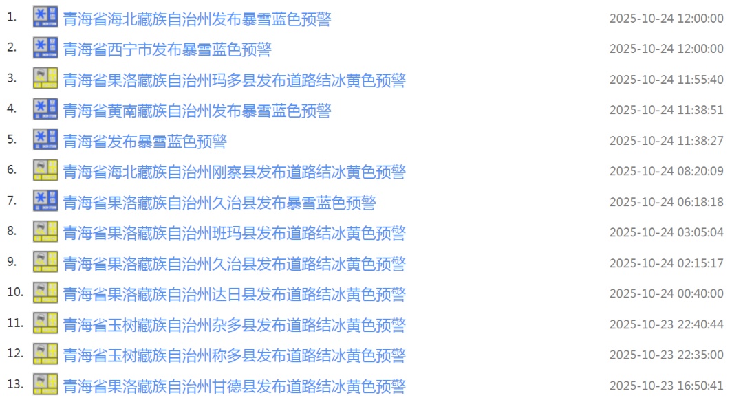 青海省发布暴雪蓝色预警 青海省发布暴雪蓝色预警