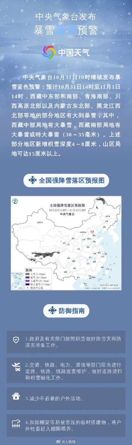 注意防范!西藏青海内蒙古黑龙江有大到暴雪 注意防范!西藏青海内蒙古黑龙江有大到暴雪