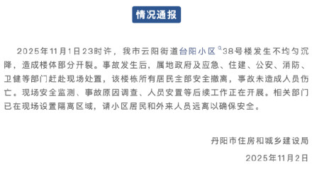 江苏丹阳通报一小区楼房沉降开裂