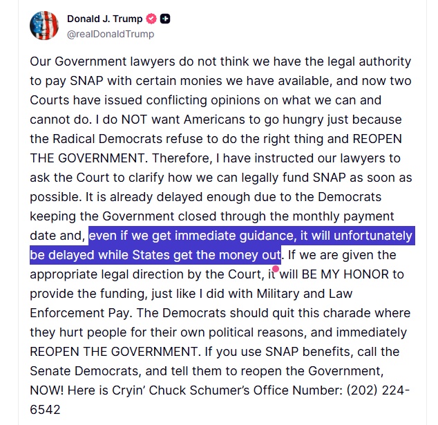 美政府停摆即将追平最长纪录 4200万人遭遇吃饭难 美政府停摆即将追平最长纪录 4200万人遭遇吃饭难