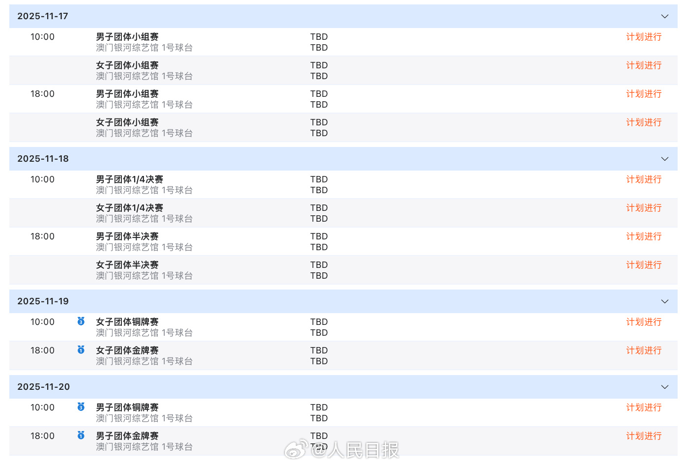 转发加油!十五运乒乓球赛程 转发加油!十五运乒乓球赛程