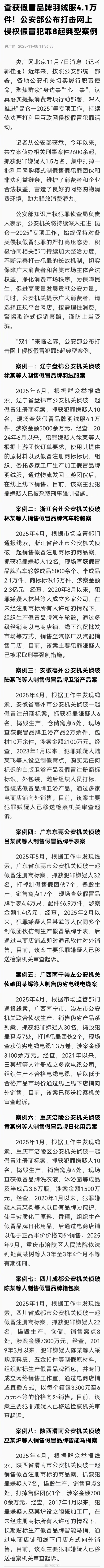 4.1万件冒牌羽绒服被查