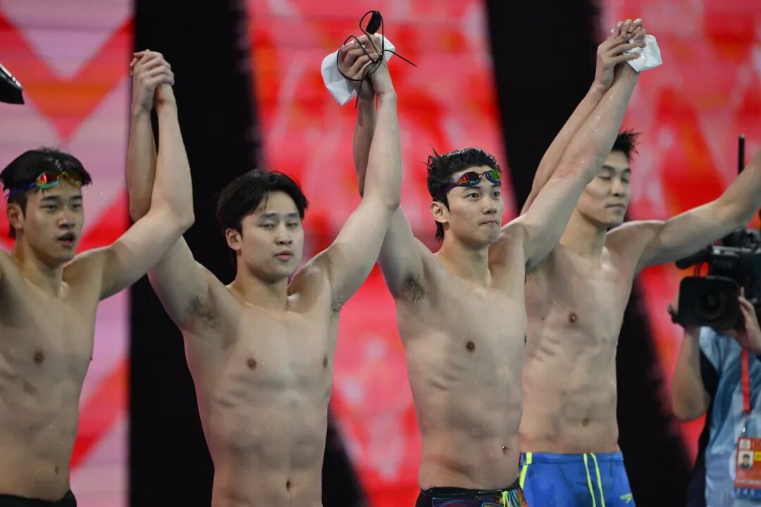 潘展乐、汪顺领衔，浙江队夺男子4×100米自由泳接力金牌