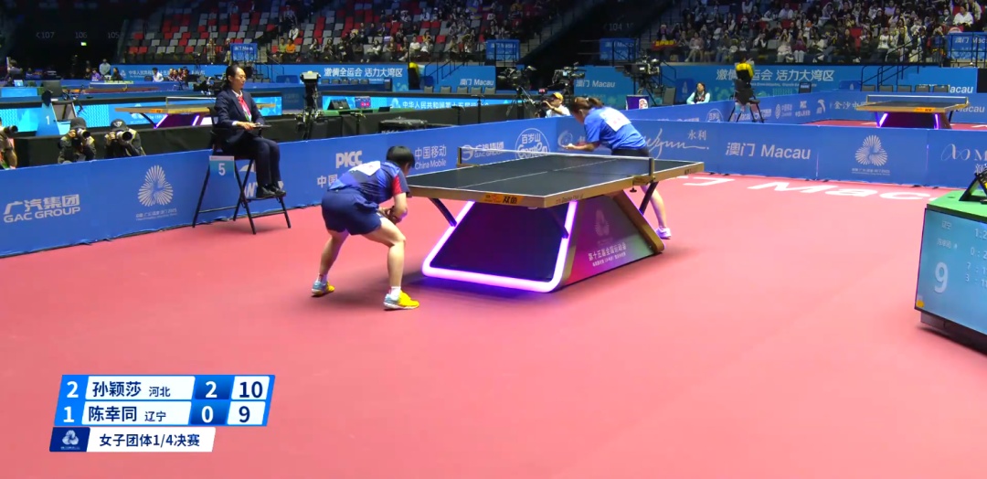 孙颖莎连胜刘斐陈幸同，河北3比1战胜辽宁，女团半决赛将对阵王曼昱领衔的黑龙江