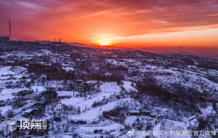 雪景晚霞同框的郑州有多浪漫